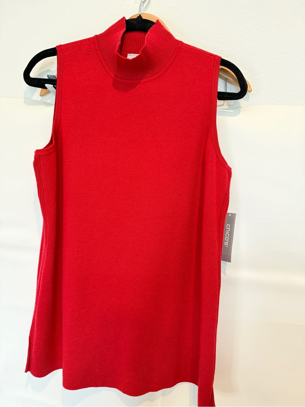 Chico's Vibrant Red Sleeveless Mock Neck Tank